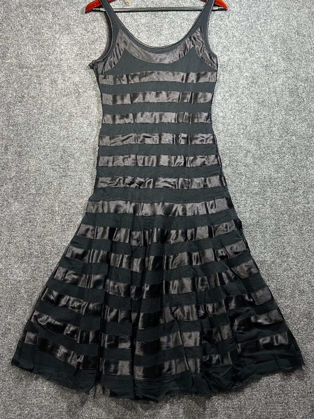 Vintage Delilah by Ninivah Khomo Dress Womens 6 Black Maxi Tank Sheer Stripes